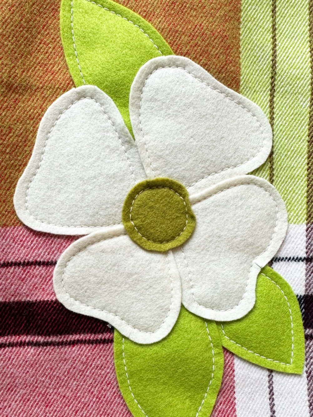 Moschino Plaid Wool Mini Skirt Floral Felt Appliqué Made in Italy Size US 8 - Picture 7 of 10